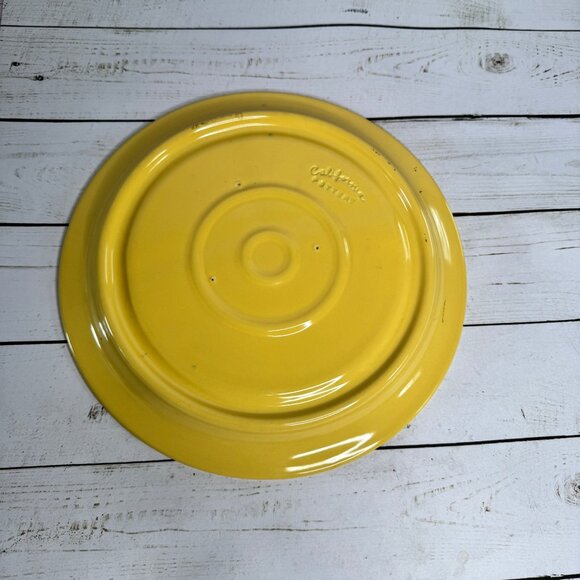Vintage California Pottery Divided Plate Yellow 10.5" MCM USA Retro Diner - Picture 2 of 8